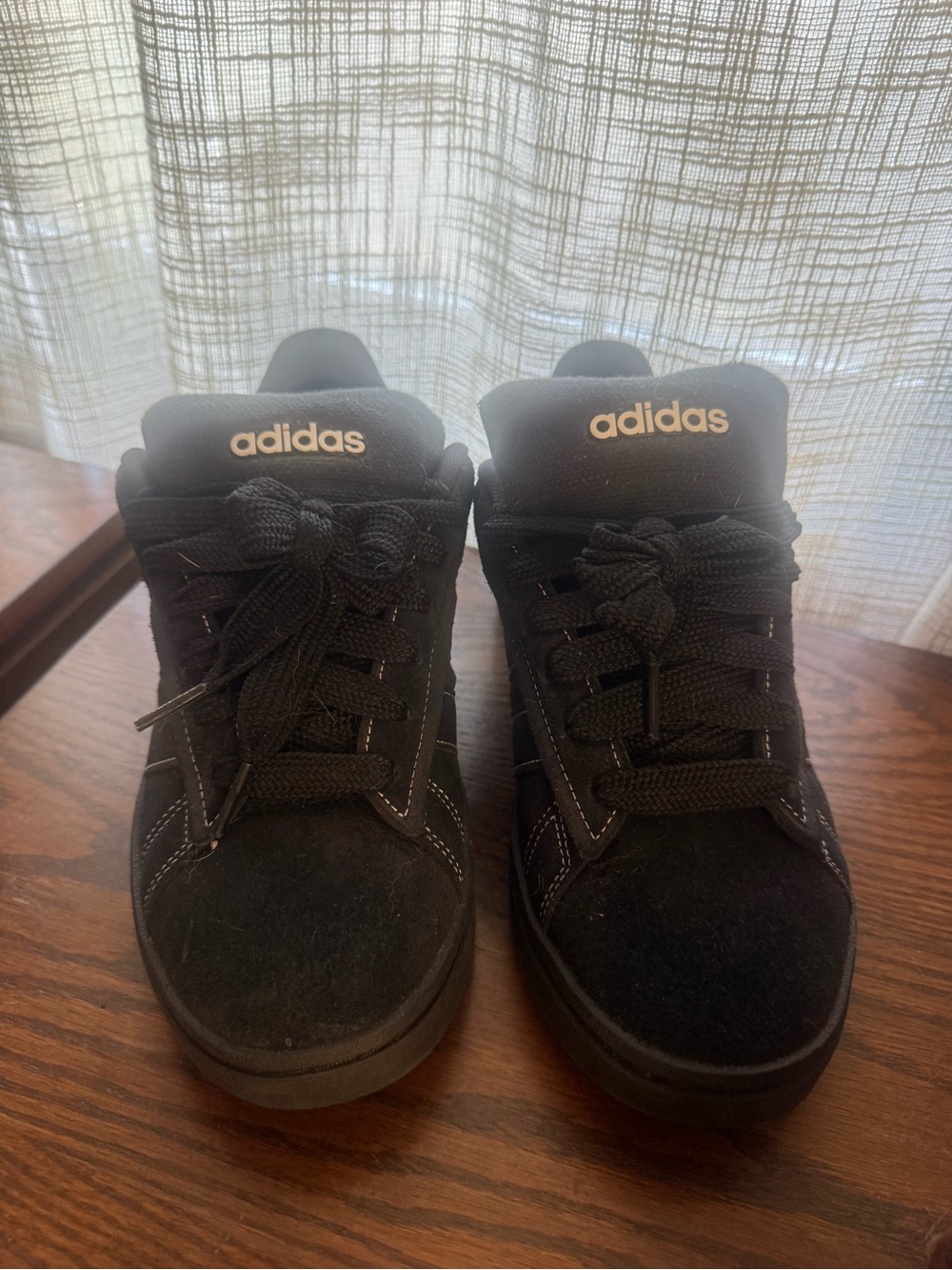 adidas Black Lace-Up Suede Sneakers with White Logo